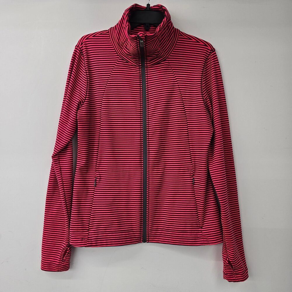 Lole Red Stripped Zip Up Athletic Jacket Size XL